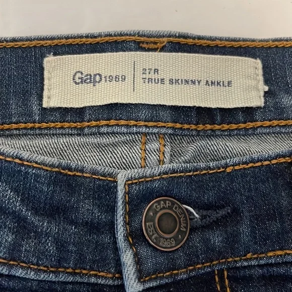 Gap 1969 true skinny ankle dark blue jeans size 27R - Picture 3 of 8